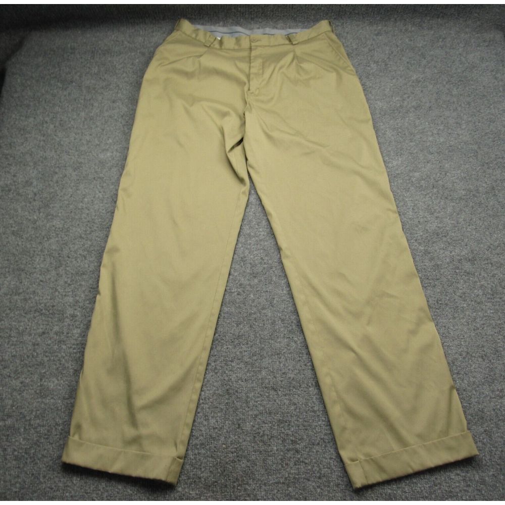 Nike Golf‎ Pants 32 x 31 Khaki Dri-Fit Tour Performance Pleated Cuffed Straight